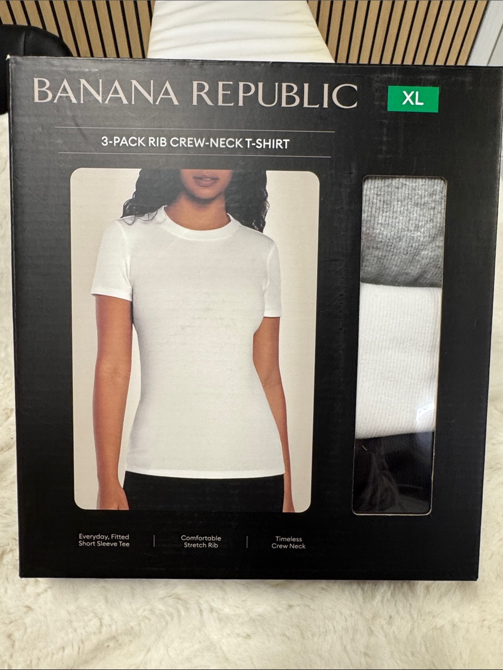 Banana Republic Women’s Short-Sleeve Rib Crew-Neck Tee - White (3-Pack)